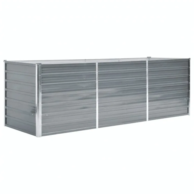 Myheimly Garten-Hochbeet Verzinkter Stahl Gartenbeet Pflanzbeet Frühbeet 240x80x77 cm Grau – Bild 2