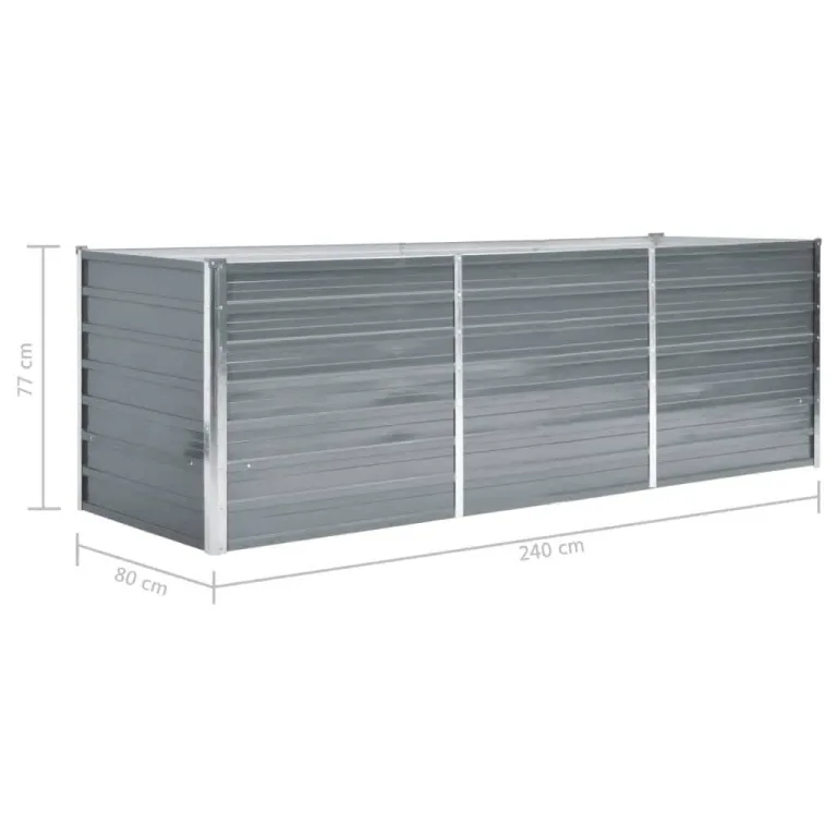 Myheimly Garten-Hochbeet Verzinkter Stahl Gartenbeet Pflanzbeet Frühbeet 240x80x77 cm Grau – Bild 7