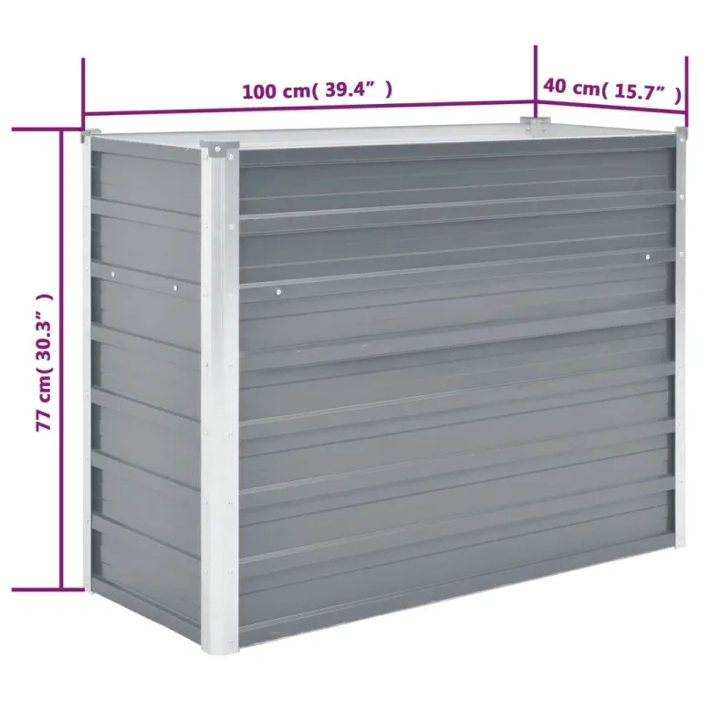 Myheimly Garten-Hochbeet Verzinkter Stahl Gartenbeet Pflanzbeet Frühbeet 100x40x77 cm Grau – Bild 7