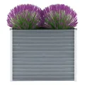 Myheimly Garten-Hochbeet Verzinkter Stahl Gartenbeet Pflanzbeet Frühbeet 100x40x77 cm Grau - Thumbnail 1