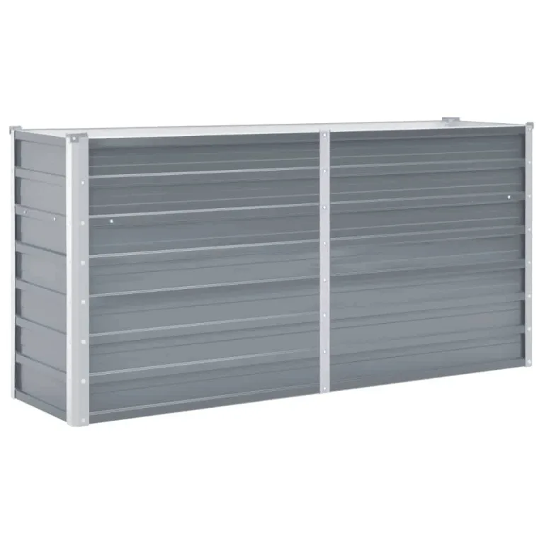 Myheimly Garten-Hochbeet Verzinkter Stahl Gartenbeet Pflanzbeet Frühbeet 160x40x77 cm Grau – Bild 2