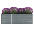 Myheimly Garten-Hochbeet Verzinkter Stahl Gartenbeet Pflanzbeet Frühbeet 160x40x77 cm Grau - Thumbnail 9