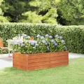 Myheimly Hochbeet, Hochbeet für Garten Balkon Terrasse, Kräuterhochbeet zum Selber Bauen, Gemüsebeet Pflanzkübel aus Metall, Grau Cortenstahl 160 x 80 x 45 cm - Thumbnail 1