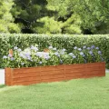 Myheimly Hochbeet, Hochbeet für Garten Balkon Terrasse, Kräuterhochbeet zum Selber Bauen, Gemüsebeet Pflanzkübel aus Metall, Grau Cortenstahl 320 x 40 x 45 cm - Thumbnail 1