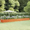 Myheimly Hochbeet, Hochbeet für Garten Balkon Terrasse, Kräuterhochbeet zum Selber Bauen, Gemüsebeet Pflanzkübel aus Metall, Grau Cortenstahl 600 x 80 x 45 cm - Thumbnail 1