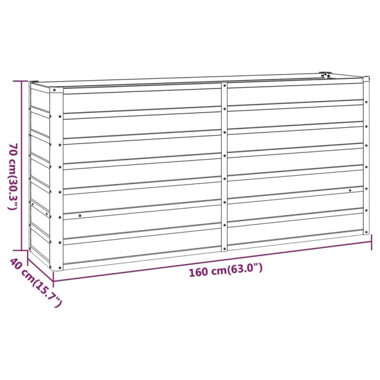 Myheimly Hochbeet, Hochbeet für Garten Balkon Terrasse, Kräuterhochbeet zum Selber Bauen, Gemüsebeet Pflanzkübel aus Metall, Grau Cortenstahl 160 x 40 x 77 cm – Bild 8