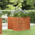 Myheimly Hochbeet, Hochbeet für Garten Balkon Terrasse, Kräuterhochbeet zum Selber Bauen, Gemüsebeet Pflanzkübel aus Metall, Grau Cortenstahl 100 x 100 x 77 cm - Thumbnail 1
