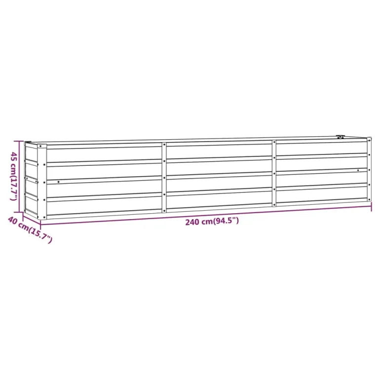 Myheimly Hochbeet, Hochbeet für Garten Balkon Terrasse, Kräuterhochbeet zum Selber Bauen, Gemüsebeet Pflanzkübel aus Metall, Grau Cortenstahl 240 x 40 x 45 cm – Bild 8