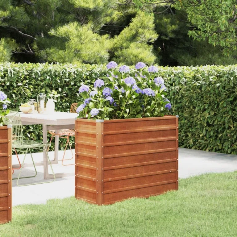 Myheimly Hochbeet, Hochbeet für Garten Balkon Terrasse, Kräuterhochbeet zum Selber Bauen, Gemüsebeet Pflanzkübel aus Metall, Grau Cortenstahl 100 x 40 x 77 cm – Bild 1