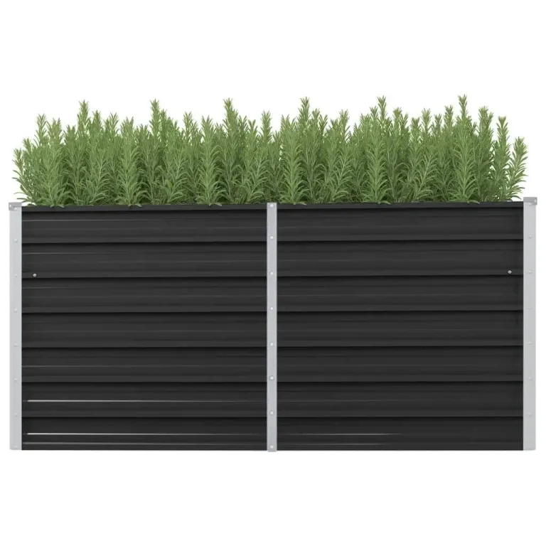 Myheimly Hochbeet Pflanzkübel Pflanzbeet Gemüsebeet Gartenbeet Frühbeet Blumenkasten Pflanzkasten Garten Verzinkter Stahl Anthrazit 160 x 40 x 77 cm – Bild 1