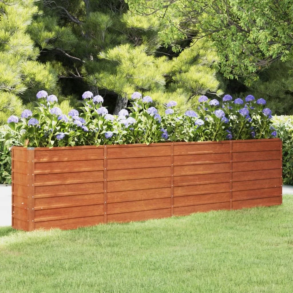 Hochbeet, Hochbeet für Garten Balkon Terrasse, Kräuterhochbeet zum Selber Bauen, Gemüsebeet Pflanzkübel aus Metall, Grau Cortenstahl 320 x 40 x 77 cm