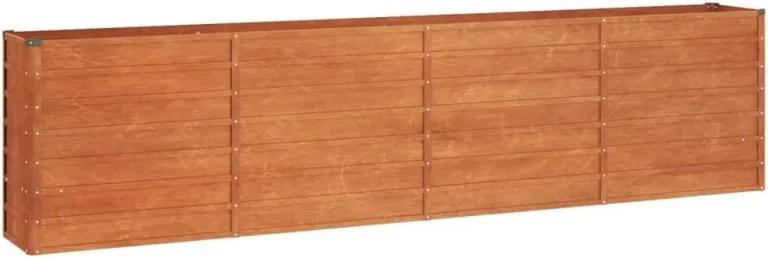 Hochbeet, Hochbeet für Garten Balkon Terrasse, Kräuterhochbeet zum Selber Bauen, Gemüsebeet Pflanzkübel aus Metall, Grau Cortenstahl 320 x 40 x 77 cm – Bild 3