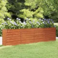 Hochbeet, Hochbeet für Garten Balkon Terrasse, Kräuterhochbeet zum Selber Bauen, Gemüsebeet Pflanzkübel aus Metall, Grau Cortenstahl 320 x 40 x 77 cm - Thumbnail 1