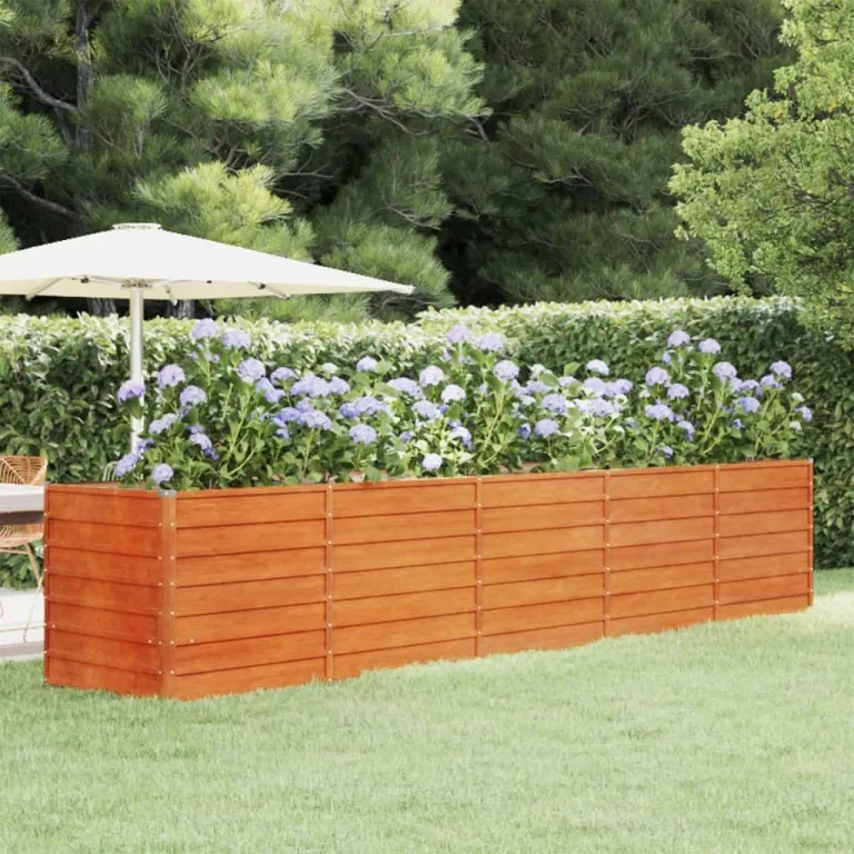 Myheimly Hochbeet, Hochbeet für Garten Balkon Terrasse, Kräuterhochbeet zum Selber Bauen, Gemüsebeet Pflanzkübel aus Metall, Grau Cortenstahl 100 x 40 x 45 cm – Bild 9