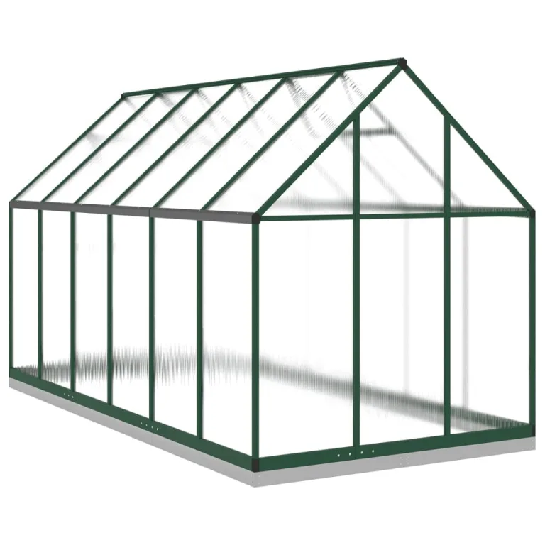 IKAYAA Gewächshaus mit Fundamentrahmen Gewächshaus Aluminium für den Garten Treibhaus Gartenhaus Winterfest Aufzucht Tomatenhaus Frühbeet und Pflanzenhaus-Grün-334 x 169 x 202 cm – Bild 5