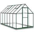 IKAYAA Gewächshaus mit Fundamentrahmen Gewächshaus Aluminium für den Garten Treibhaus Gartenhaus Winterfest Aufzucht Tomatenhaus Frühbeet und Pflanzenhaus-Grün-334 x 169 x 202 cm - Thumbnail 2