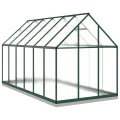 IKAYAA Gewächshaus mit Fundamentrahmen Gewächshaus Aluminium für den Garten Treibhaus Gartenhaus Winterfest Aufzucht Tomatenhaus Frühbeet und Pflanzenhaus-Grün-334 x 169 x 202 cm - Thumbnail 5