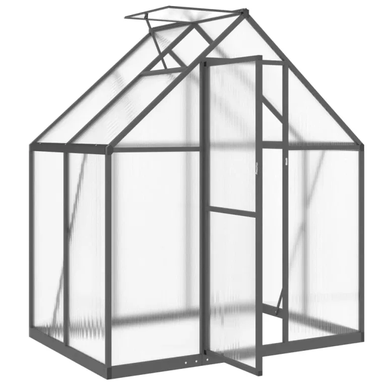 IKAYAA Gewächshaus mit Fundamentrahmen Gewächshaus Aluminium für den Garten Treibhaus Gartenhaus Winterfest Aufzucht Tomatenhaus Frühbeet und Pflanzenhaus-Anthrazit-169 x 114 x 195 cm – Bild 6