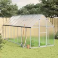 IKAYAA Gewächshaus mit Fundamentrahmen Gewächshaus Aluminium für den Garten Treibhaus Gartenhaus Winterfest Aufzucht Tomatenhaus Frühbeet und Pflanzenhaus-Anthrazit-169 x 114 x 195 cm - Thumbnail 10