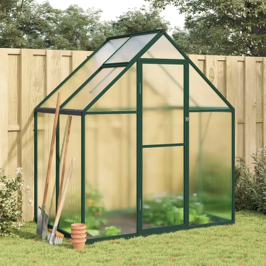 IKAYAA Gewächshaus mit Fundamentrahmen Gewächshaus Aluminium für den Garten Treibhaus Gartenhaus Winterfest Aufzucht Tomatenhaus Frühbeet und Pflanzenhaus-Grün-169 x 114 x 195 cm - Bild 1