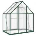 IKAYAA Gewächshaus mit Fundamentrahmen Gewächshaus Aluminium für den Garten Treibhaus Gartenhaus Winterfest Aufzucht Tomatenhaus Frühbeet und Pflanzenhaus-Grün-169 x 114 x 195 cm - Thumbnail 5