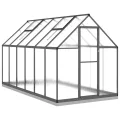 IKAYAA Gewächshaus mit Fundamentrahmen Gewächshaus Aluminium für den Garten Treibhaus Gartenhaus Winterfest Aufzucht Tomatenhaus Frühbeet und Pflanzenhaus-Anthrazit-334 x 169 x 202 cm - Thumbnail 2