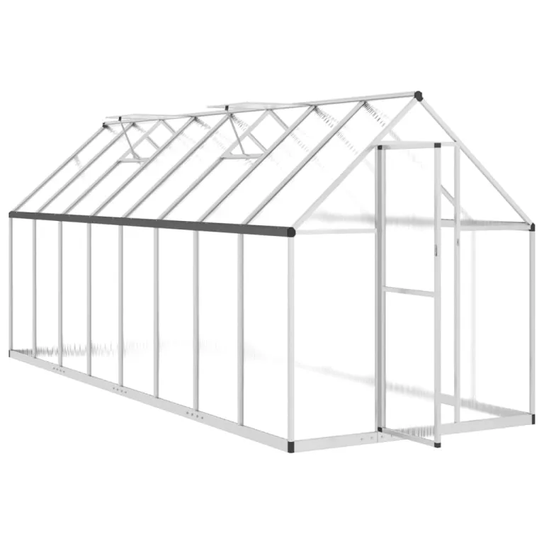 IKAYAA Gewächshaus mit Fundamentrahmen Gewächshaus Aluminium für den Garten Treibhaus Gartenhaus Winterfest Aufzucht Tomatenhaus Frühbeet und Pflanzenhaus-Silber-445 x 169 x 195 cm – Bild 6