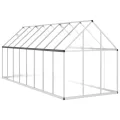 IKAYAA Gewächshaus mit Fundamentrahmen Gewächshaus Aluminium für den Garten Treibhaus Gartenhaus Winterfest Aufzucht Tomatenhaus Frühbeet und Pflanzenhaus-Silber-445 x 169 x 195 cm - Thumbnail 5