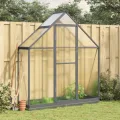 IKAYAA Gewächshaus mit Fundamentrahmen Gewächshaus Aluminium für den Garten Treibhaus Gartenhaus Winterfest Aufzucht Tomatenhaus Frühbeet und Pflanzenhaus-Anthrazit-169 x 58 x 202 cm - Thumbnail 2