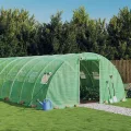 IKAYAA Folientunnel Gewächshaus 22 x 4 x 2 m Foliengewächshaus Gewächshaus Tomatengewächshaus Treibhaus Folientunnel, Fenster mit Insektenschutz, für Tomaten Grün - Thumbnail 1