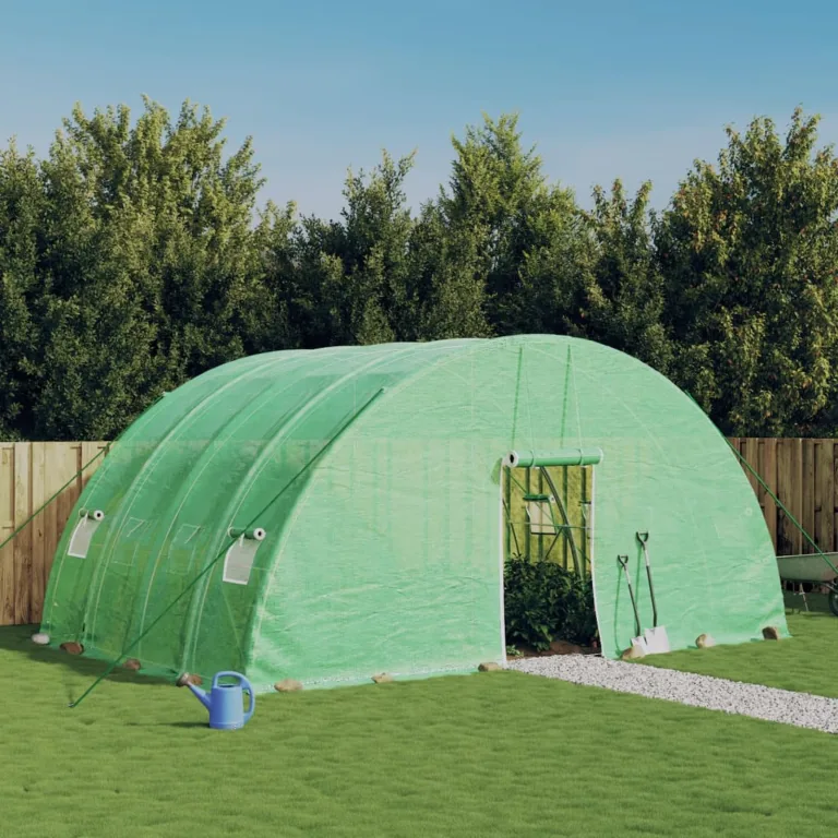 IKAYAA Folientunnel Gewächshaus 6 x 4 x 2.85 m Foliengewächshaus Gewächshaus Tomatengewächshaus Treibhaus Folientunnel, Fenster mit Insektenschutz, für Tomaten Grün – Bild 1
