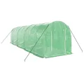 IKAYAA Folientunnel Gewächshaus 8 x 2 x 2 m Foliengewächshaus Gewächshaus Tomatengewächshaus Treibhaus Folientunnel, Fenster mit Insektenschutz, für Tomaten Grün - Thumbnail 3