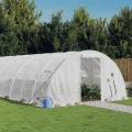 IKAYAA Folientunnel Gewächshaus 6 x 4 x 2 m Foliengewächshaus Gewächshaus Tomatengewächshaus Treibhaus Folientunnel, Fenster mit Insektenschutz, für Tomaten Weiß - Thumbnail 1