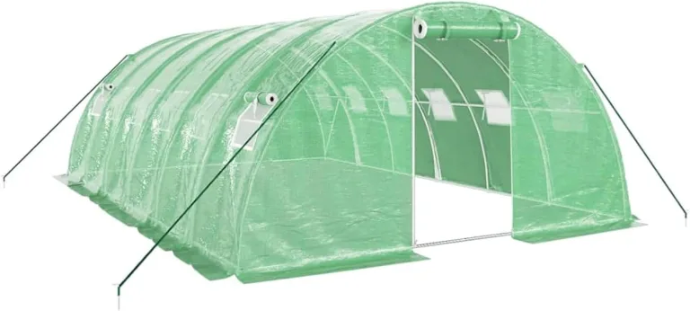 IKAYAA Folientunnel Gewächshaus 6 x 4 x 2 m Foliengewächshaus Gewächshaus Tomatengewächshaus Treibhaus Folientunnel, Fenster mit Insektenschutz, für Tomaten Grün – Bild 2