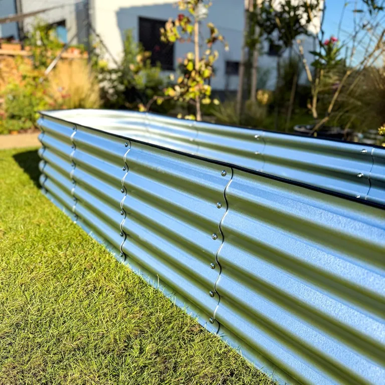 Hochbeet aus Metall 240x60x43 cm - Modulares 9-in-1 Hochbeete-Kit - Rostfreie Hochbeete für Garten aus Premium Zn-Al-Mg Stahl - Min. 20 Jahre Lebensdauer - 43 cm Hoch Gemüsebeet, Silber – Bild 7