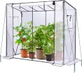 Ohuhu Tomaten Gewächshaus Foliengewächshaus mit PVC-Abdeckung und Fernster, Begehbarer Gewächshaus 200x77x170 cm Gewächshaus Klein Winterfest Tomatenhaus für Optimales Pflanzenwachstum - Thumbnail 8