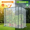 Ohuhu Tomaten Gewächshaus Foliengewächshaus mit PVC-Abdeckung und Fernster, Begehbarer Gewächshaus 200x77x170 cm Gewächshaus Klein Winterfest Tomatenhaus für Optimales Pflanzenwachstum - Thumbnail 3