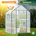 Ohuhu Gewächshaus Foliengewächshaus 3 Etagen mit 12 Regalen, Premium Tomatenhaus Anzucht Gewächshaus mit UV-beständiger PE-Gitterfolie Schützt die Pflanzen vor Kälte und Frost, 143x143x195 cm - Thumbnail 5