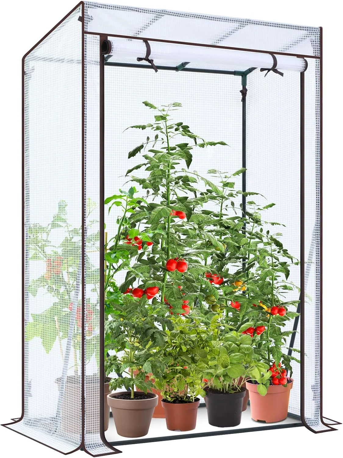 Ohuhu Gewächshaus klein Premium Foliengewächshaus Tomatengewächshaus für Balkon, Tomatenhaus Treibhaus Gewächshaus Balkon überwinterungszelt für Pflanzen, Stabil Winterfest Weiß 100x50x152 cm - Bild 1