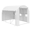 Outsunny Garten-Gewächshaus, 6 m², 3 x 2 m, mit 1 Tür + 2 aufrollbaren Seitenwänden mit Reißverschluss, 6 Fenster, verzinkter Stahl, Polyethylen, hohe Dichte, 140 g/m², UV-Schutz, Weiß - Thumbnail 9