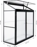 Aluminium Anlehngewächshaus Beistell Tomatengewächshaus klein Gewächshaus Doppeltür Treibhaus 140x55X130 cm schwarz - Thumbnail 2