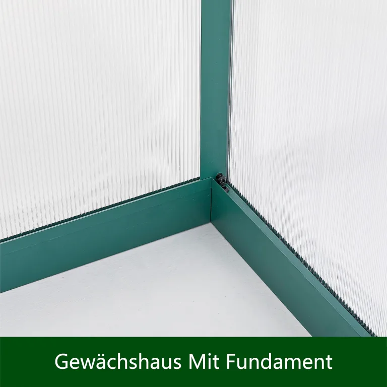 Aluminium Anlehngewächshaus Beistell Tomatengewächshaus klein Gewächshaus Dreitürig Treibhaus Ohne Rückwand 182x122X195 cm grün – Bild 8