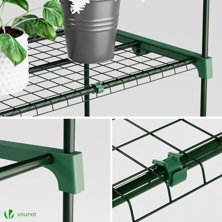 VOUNOT® Gewächshaus Foliengewächshaus, 4 Etagen Treibhaus Gartenhäuschen für Balkon mit 4 Regalebenen, Tomatenhaus Tomatengewächshaus, Weiß 69x49x160cm – Bild 7