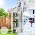 VOUNOT® Gewächshaus Foliengewächshaus, 4 Etagen Treibhaus Gartenhäuschen für Balkon mit 4 Regalebenen, Tomatenhaus Tomatengewächshaus, Weiß 69x49x160cm - Thumbnail 4