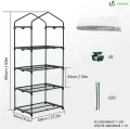 VOUNOT® Gewächshaus Foliengewächshaus, 4 Etagen Treibhaus Gartenhäuschen für Balkon mit 4 Regalebenen, Tomatenhaus Tomatengewächshaus, Weiß 69x49x160cm - Thumbnail 5