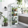 VOUNOT® Gewächshaus Foliengewächshaus, 4 Etagen Treibhaus Gartenhäuschen für Balkon mit 4 Regalebenen, Tomatenhaus Tomatengewächshaus, Weiß 69x49x160cm - Thumbnail 8