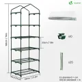 VOUNOT® Gewächshaus Foliengewächshaus, 5 Etagen Treibhaus Gartenhäuschen für Balkon mit 5 Regalebenen, Tomatenhaus Tomatengewächshaus, Weiß 69x49x193cm - Thumbnail 4