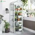 VOUNOT® Gewächshaus Foliengewächshaus, 5 Etagen Treibhaus Gartenhäuschen für Balkon mit 5 Regalebenen, Tomatenhaus Tomatengewächshaus, Weiß 69x49x193cm - Thumbnail 7