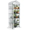VOUNOT® Gewächshaus Foliengewächshaus, 5 Etagen Treibhaus Gartenhäuschen für Balkon mit 5 Regalebenen, Tomatenhaus Tomatengewächshaus, Weiß 69x49x193cm - Thumbnail 9