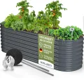 200x60x60 cm Hochbeet Metall I 6-in-1 Gartenbeet aus verzinktem Stahl I Pflanzbeet wetterfest & rostfrei I Ovales Gemüsebeet für Garten & Terasse I Hochbeet Bausatz ohne Boden (Anthrazit) - Thumbnail 1